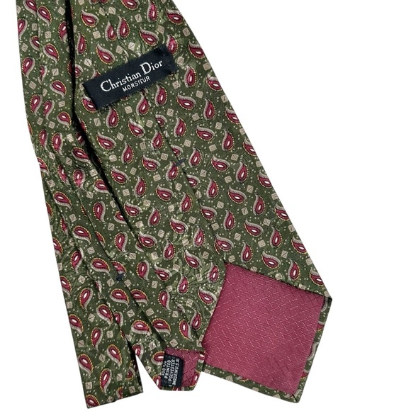 CHRISTIAN DIOR MONSEUR Polyester Paisley Tie - Picture 6 of 7
